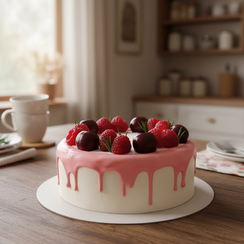 бисквитный торт с малиной и крем чизом