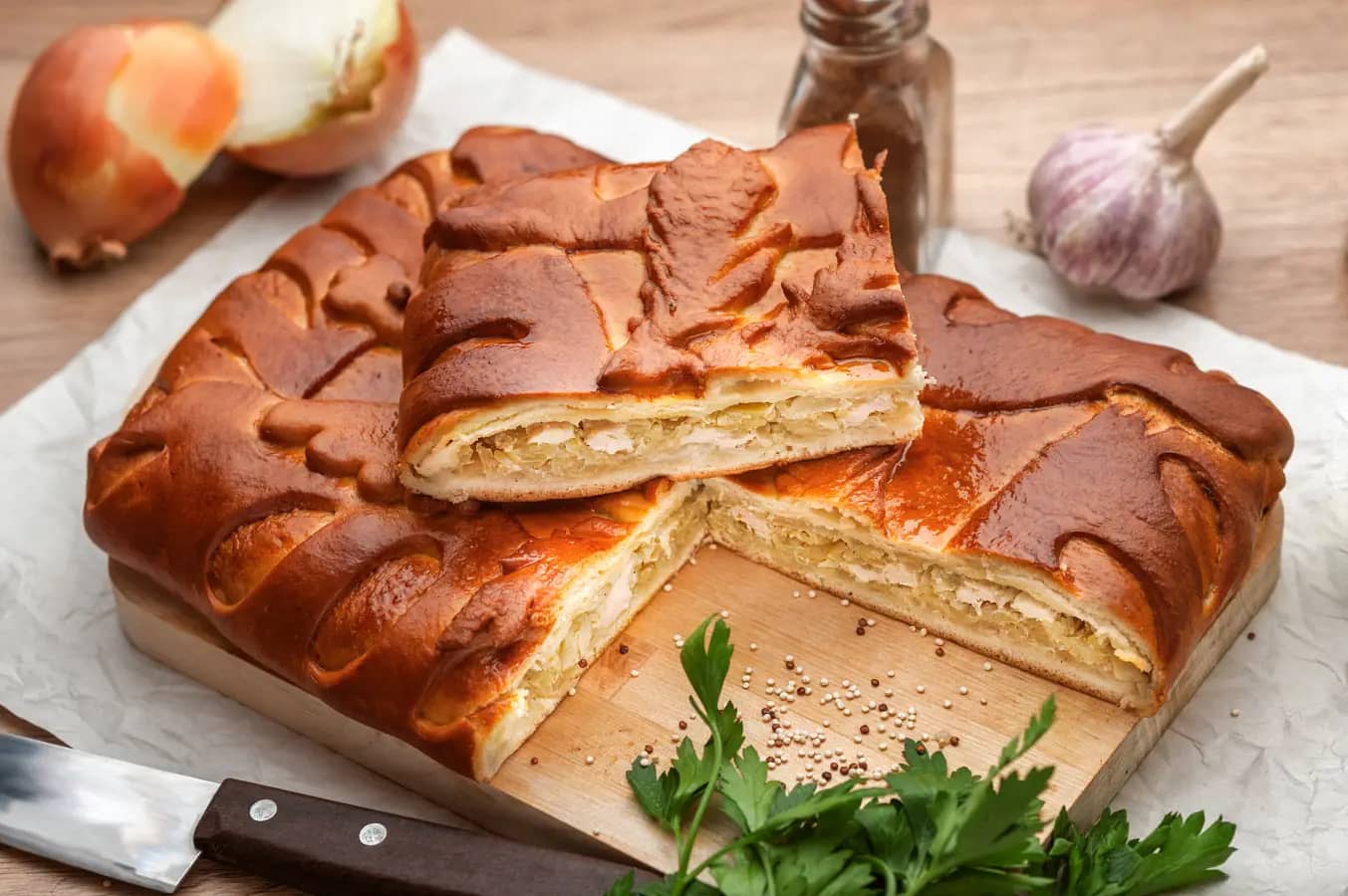 пирог с курицей и капустой